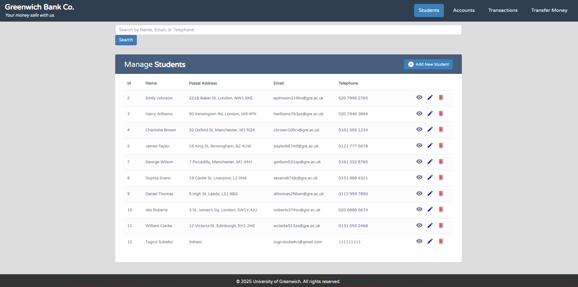 Banking System Web Application